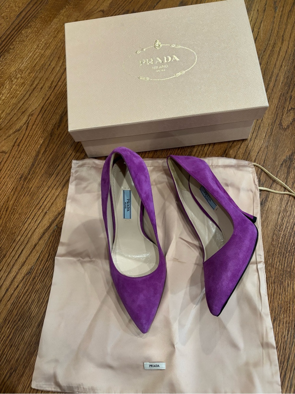 Prada Vibrant Purple Suede Pointed-Toe Pumps